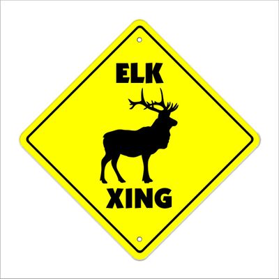 Elk Crossing Sign Zone Xing | Indoor/Outdoor | 20" Tall Animals Hunting Hunter Deer Shotgun Decoy Calls