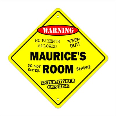 Maurice's Room Sign Crossing Zone Xing | Indoor/Outdoor | 20" Tall Kids Bedroom Decor Door Children's Name boy Girl