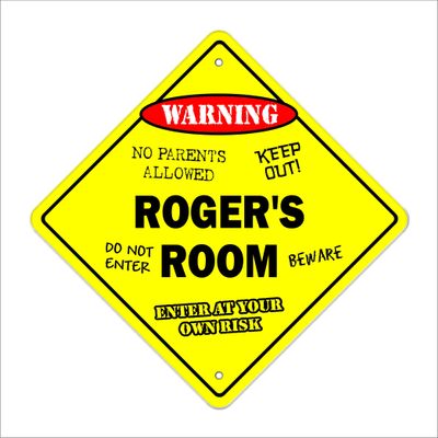 Roger's Room Sign Crossing Zone Xing | Indoor/Outdoor | 20" Tall Kids Bedroom Decor Door Children's Name boy Girl