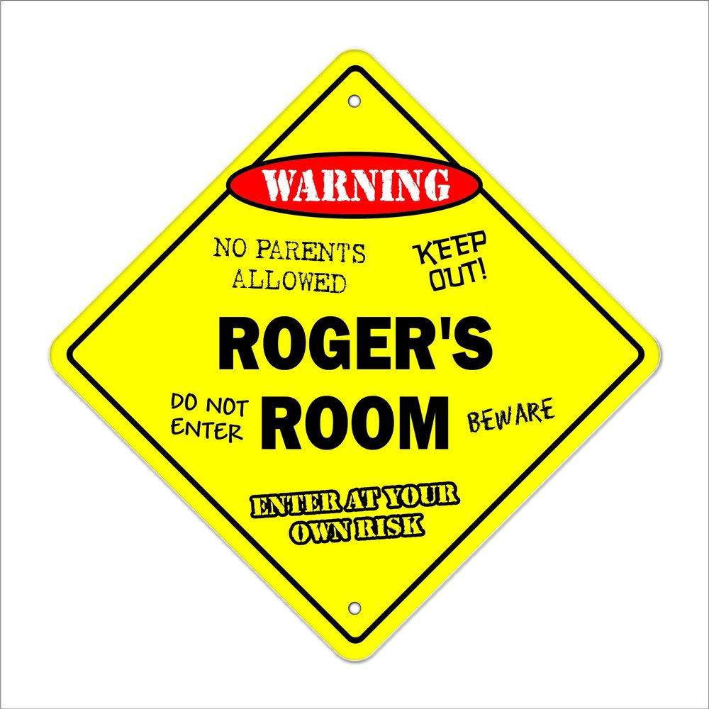 Roger's Room Sign Crossing Zone Xing | Indoor/Outdoor | 20" Tall Kids Bedroom Decor Door Children's Name boy Girl
