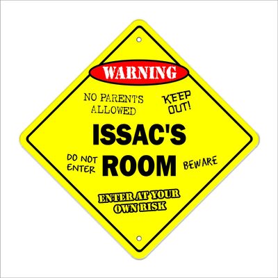 Issac's Room Sign Crossing Zone Xing | Indoor/Outdoor | 14" Tall Kids Bedroom Decor Door Children's Name boy Girl