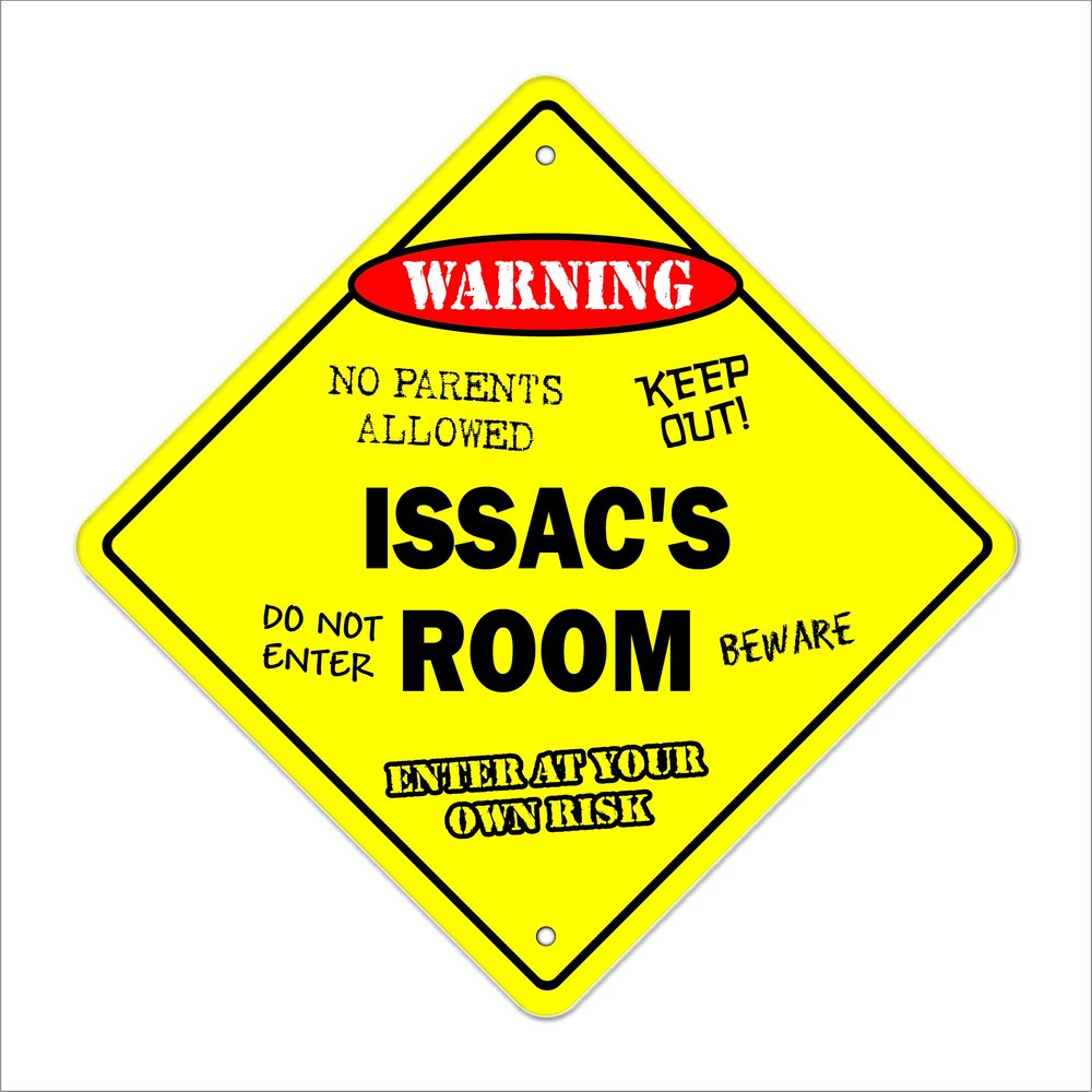 Issac's Room Sign Crossing Zone Xing | Indoor/Outdoor | 14" Tall Kids Bedroom Decor Door Children's Name boy Girl