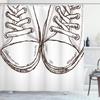 Ambesonne Hipster Shower Curtain, Sneakers in Hand Drawing Style Casual Footwear Teenager Urban Lifestyle Theme, Cloth Fabric Bathroom Decor Set with Hooks, 69" W x 84" L, Dark Brown White view 1