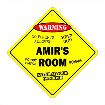 Amir's Room Sign Crossing Zone Xing | Indoor/Outdoor | 20" Tall Kids Bedroom Decor Door Children's Name boy Girl
