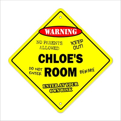 Chloe's Room Sign Crossing Zone Xing | Indoor/Outdoor | 20" Tall Kids Bedroom Decor Door Children's Name boy Girl