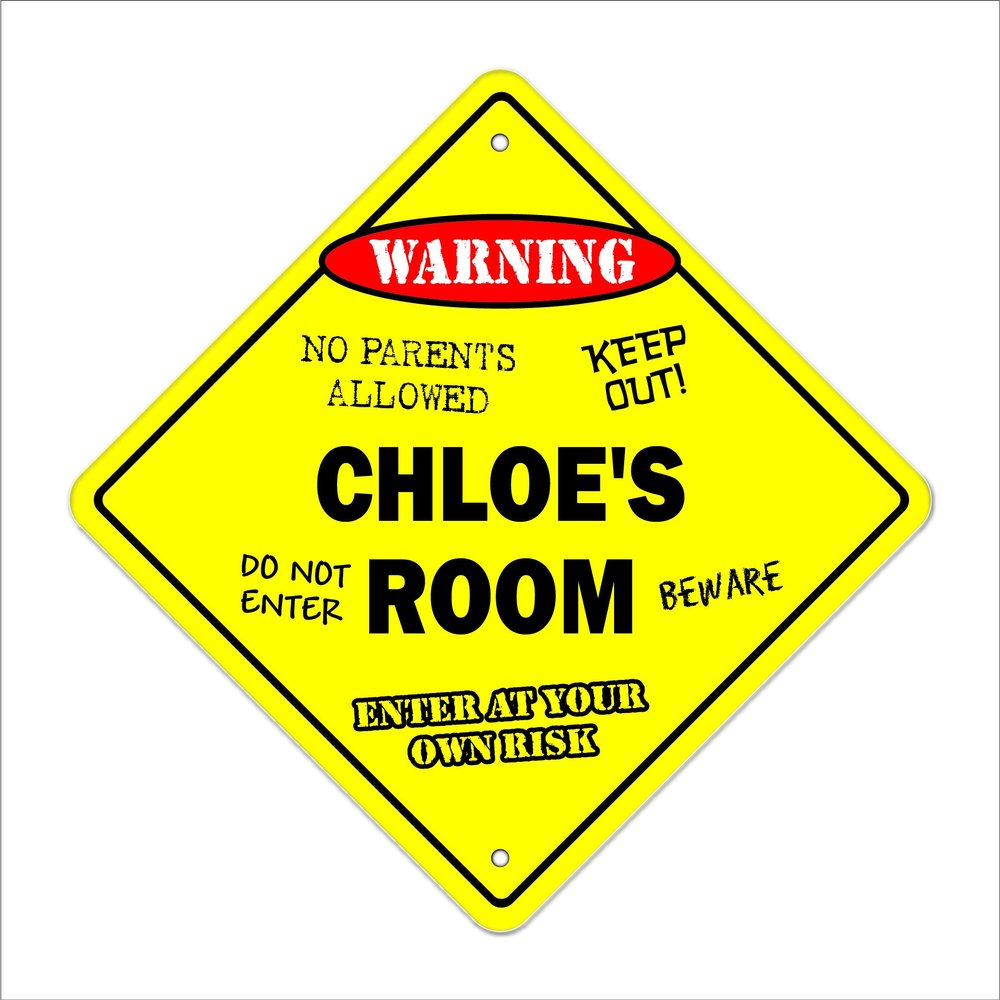 Chloe's Room Sign Crossing Zone Xing | Indoor/Outdoor | 20" Tall Kids Bedroom Decor Door Children's Name boy Girl