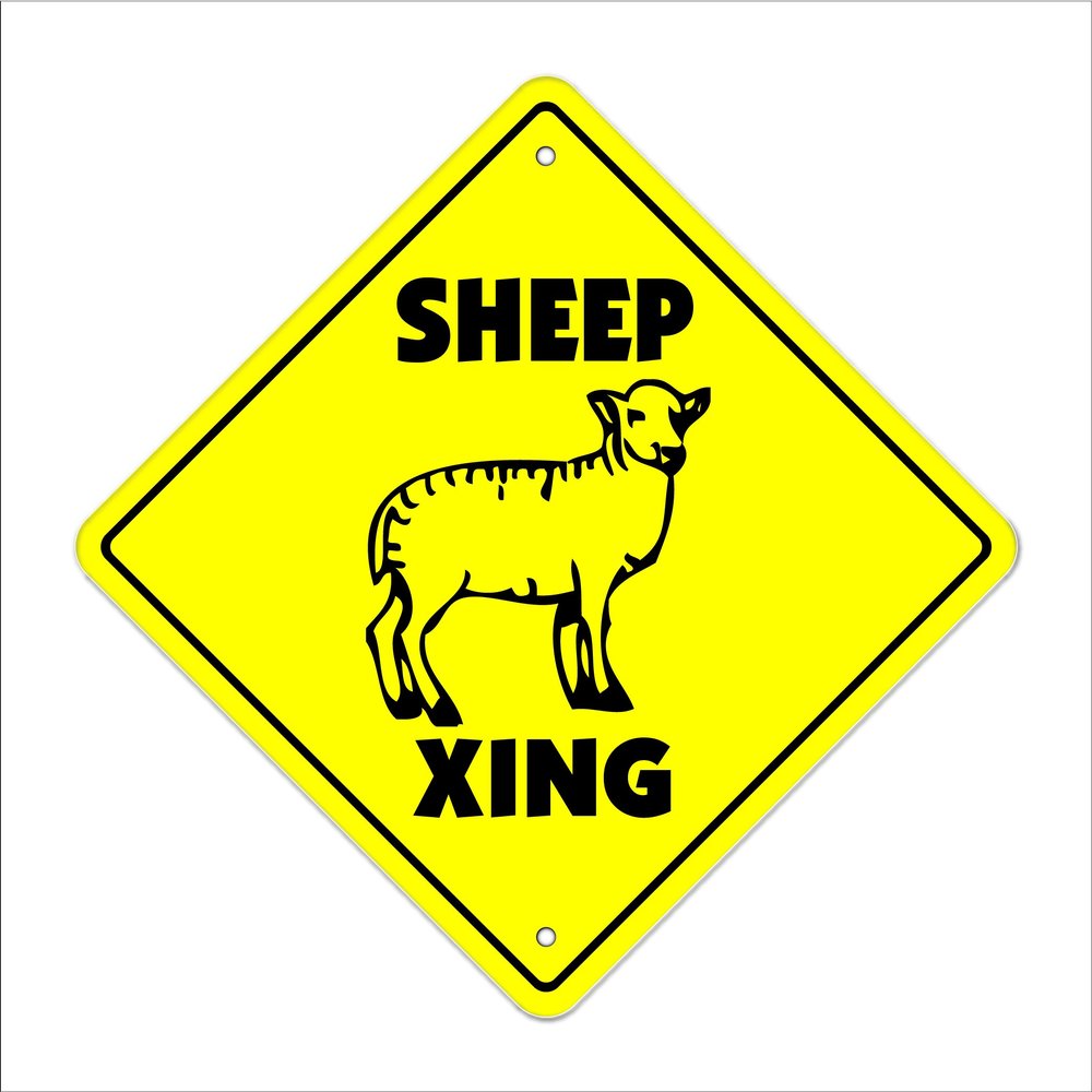 Sheep Crossing Sign Zone Xing | Indoor/Outdoor | 14" Tall Herder Farm Wool Farmer Lamb Mutton Animal
