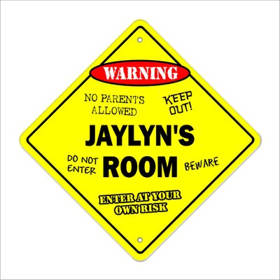 Jaylyn's Room Sign Crossing Zone Xing | Indoor/Outdoor | 20" Tall Kids Bedroom Decor Door Children's Name boy Girl