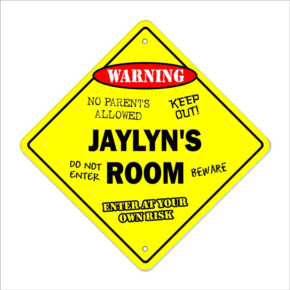 Jaylyn's Room Sign Crossing Zone Xing | Indoor/Outdoor | 20" Tall Kids Bedroom Decor Door Children's Name boy Girl