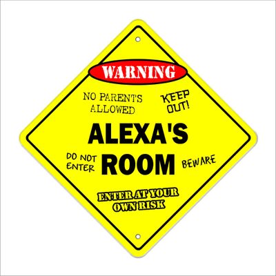 Alexa's Room Sign Crossing Zone Xing | Indoor/Outdoor | 14" Tall Kids Bedroom Decor Door Children's Name boy Girl