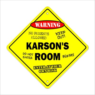 Karson's Room Sign Crossing Zone Xing | Indoor/Outdoor | 14" Tall Kids Bedroom Decor Door Children's Name boy Girl