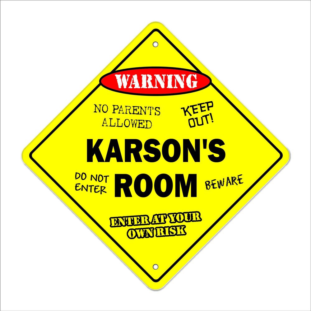Karson's Room Sign Crossing Zone Xing | Indoor/Outdoor | 14" Tall Kids Bedroom Decor Door Children's Name boy Girl