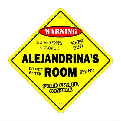 Alejandrina's Room Sign Crossing Zone Xing | Indoor/Outdoor | 14" Tall Kids Bedroom Decor Door Children's Name boy Girl