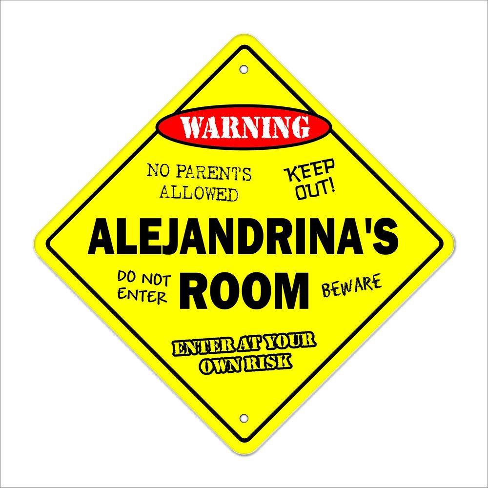 Alejandrina's Room Sign Crossing Zone Xing | Indoor/Outdoor | 14" Tall Kids Bedroom Decor Door Children's Name boy Girl