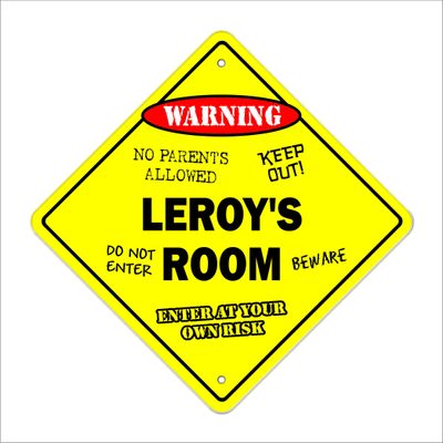 Leroy's Room Sign Crossing Zone Xing | Indoor/Outdoor | 14" Tall Kids Bedroom Decor Door Children's Name boy Girl
