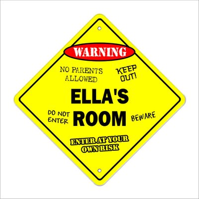 Ella's Room Sign Crossing Zone Xing | Indoor/Outdoor | 20" Tall Kids Bedroom Decor Door Children's Name boy Girl