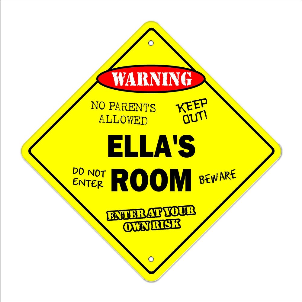 Ella's Room Sign Crossing Zone Xing | Indoor/Outdoor | 20" Tall Kids Bedroom Decor Door Children's Name boy Girl