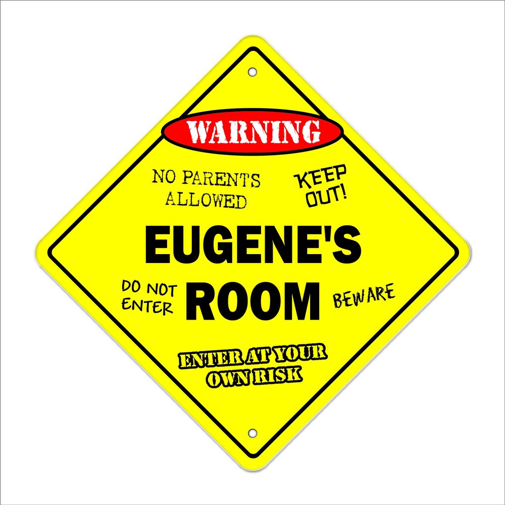 Eugene's Room Sign Crossing Zone Xing | Indoor/Outdoor | 14" Tall Kids Bedroom Decor Door Children's Name boy Girl