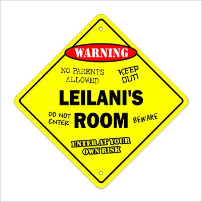Leilani's Room Sign Crossing Zone Xing | Indoor/Outdoor | 20" Tall Kids Bedroom Decor Door Children's Name boy Girl