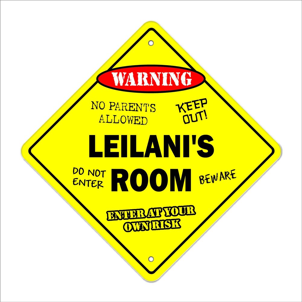 Leilani's Room Sign Crossing Zone Xing | Indoor/Outdoor | 20" Tall Kids Bedroom Decor Door Children's Name boy Girl