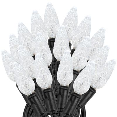 Novelty Lights 24FT 70 LED C6 Permanent Christmas Lights, Commercial Grade LED String Lights (Pure White)