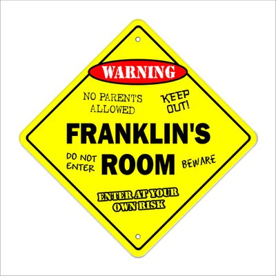 Franklin's Room Sign Crossing Zone Xing | Indoor/Outdoor | 20" Tall Kids Bedroom Decor Door Children's Name boy Girl