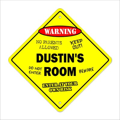 Dustin's Room Sign Crossing Zone Xing | Indoor/Outdoor | 20" Tall Kids Bedroom Decor Door Children's Name boy Girl
