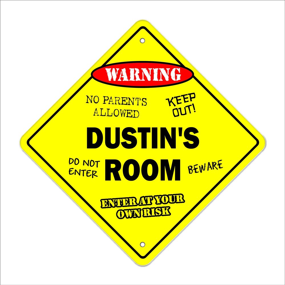 Dustin's Room Sign Crossing Zone Xing | Indoor/Outdoor | 20" Tall Kids Bedroom Decor Door Children's Name boy Girl