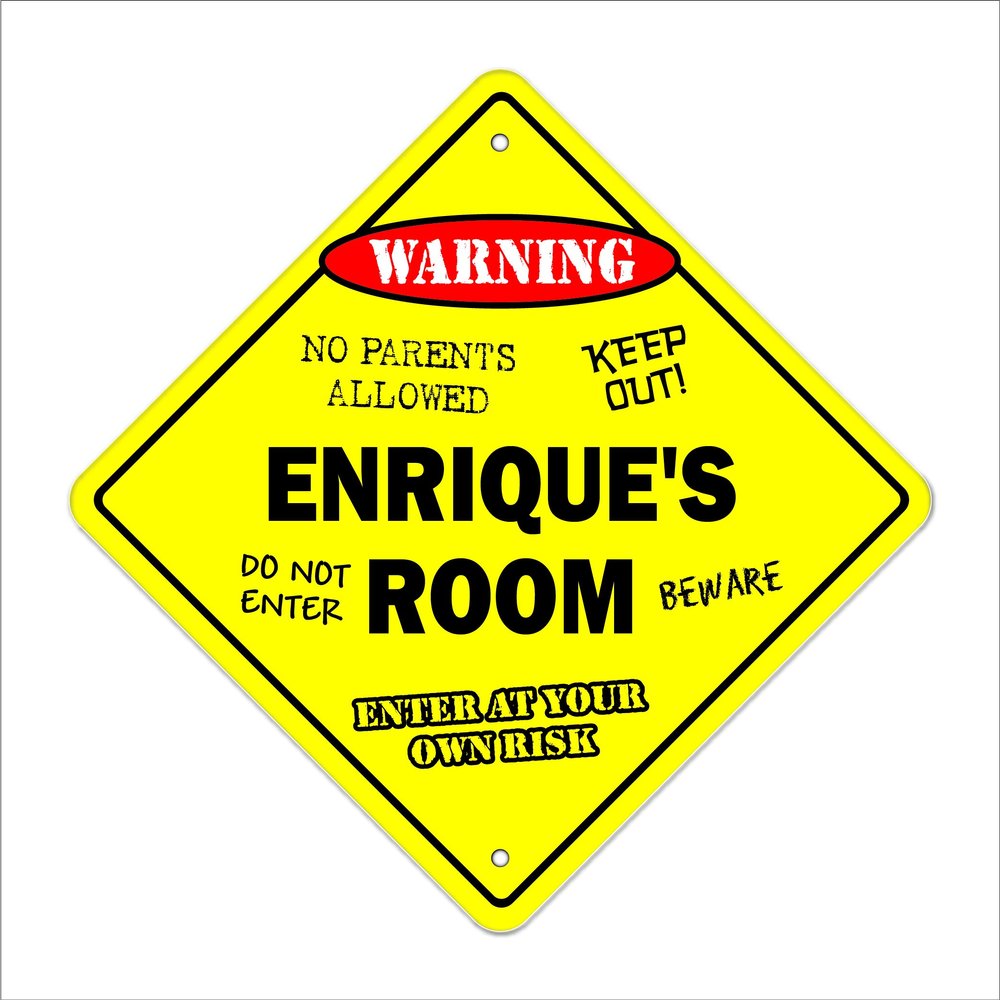 Enrique's Room Sign Crossing Zone Xing | Indoor/Outdoor | 20" Tall Kids Bedroom Decor Door Children's Name boy Girl