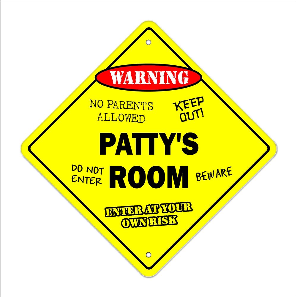 Patty's Room Sign Crossing Zone Xing | Indoor/Outdoor | 20" Tall Kids Bedroom Decor Door Children's Name boy Girl