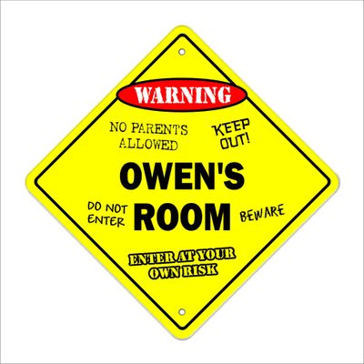 Owen's Room Sign Crossing Zone Xing | Indoor/Outdoor | 20" Tall Kids Bedroom Decor Door Children's Name boy Girl
