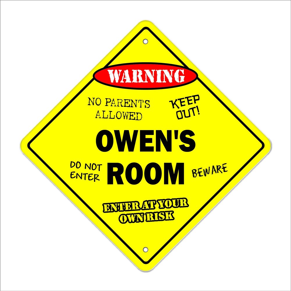 Owen's Room Sign Crossing Zone Xing | Indoor/Outdoor | 20" Tall Kids Bedroom Decor Door Children's Name boy Girl