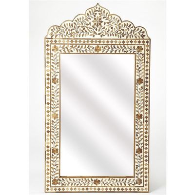 Butler Specialty Decorative Mirror in Brown and White Bone Inlay