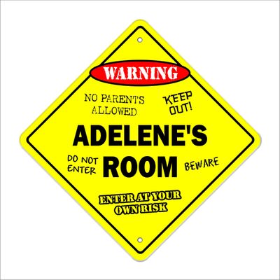 Adelene's Room Sign Crossing Zone Xing | Indoor/Outdoor | 14" Tall Kids Bedroom Decor Door Children's Name boy Girl