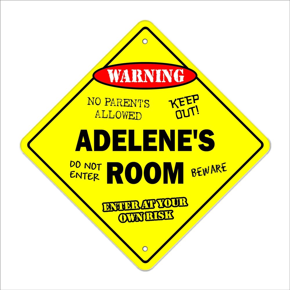 Adelene's Room Sign Crossing Zone Xing | Indoor/Outdoor | 14" Tall Kids Bedroom Decor Door Children's Name boy Girl