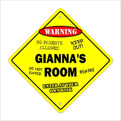 Gianna's Room Sign Crossing Zone Xing | Indoor/Outdoor | 20" Tall Kids Bedroom Decor Door Children's Name boy Girl