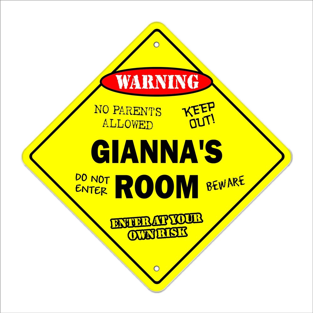 Gianna's Room Sign Crossing Zone Xing | Indoor/Outdoor | 20" Tall Kids Bedroom Decor Door Children's Name boy Girl