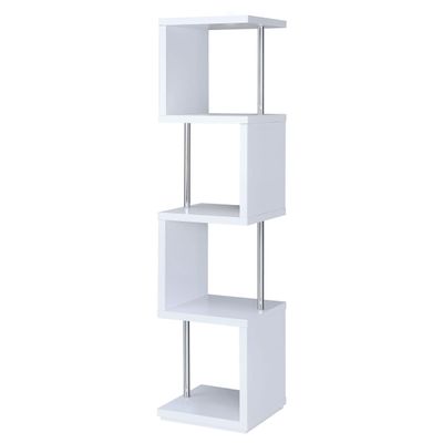 Coaster Home Furnishings Baxter 67-inch 4-Shelf Bookshelf White and Chrome 801418