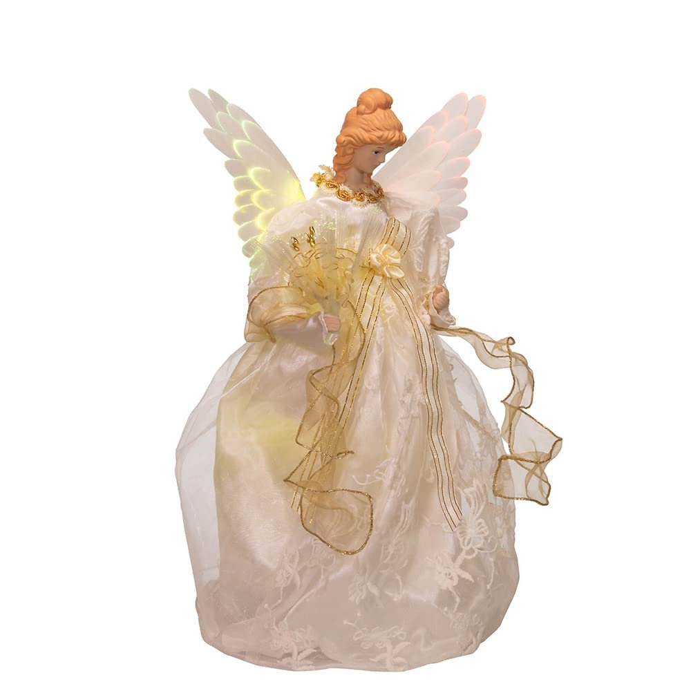 Kurt S. Adler, Inc. UL2173LED Kurt Adler 14" Fiber Optic Ivory & Gold Animated LED Angel Treetop
