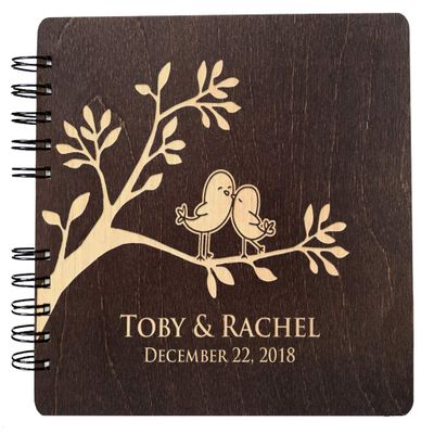 CHRISTMAS-STOCKINGS-by-STOCKINGFACTORY Love Birds Couple Wooden Rustic Guest Book Personalized Soon to Be Mr Mrs Engraved Album Wedding Bride Groom Bridal Shower Guest Book