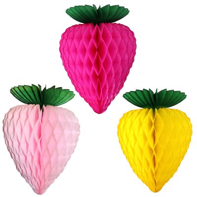 10 Inch Strawberry Decorations, Pink Cerise Yellow