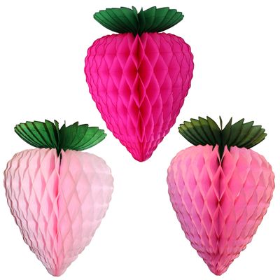 10-Inch Pink Strawberry Decorations (Set of 3) - Ideal for Baby Showers, Weddings, and Seasonal Decor