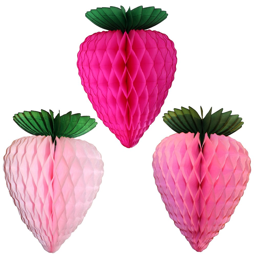 10-Inch Pink Strawberry Decorations (Set of 3) - Ideal for Baby Showers, Weddings, and Seasonal Decor
