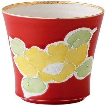 1802-766827 Tableware, Set of 3, Beer Glass: Arita Ware Manyo, Beer Cup (Red), 11.8 fl oz (350 cc)