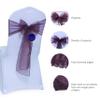 MDS Pack of 150 PCS Organza Chair Sashes Wider Dining Chair Bows Ribbon Tie Back for Wedding Party Birthday Bridal Shower Reception Event Banquet Home Chair Cover Decoration - Plum view 2