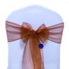 MDS Pack of 200 PCS Organza Chair Sashes Wider Dining Chair Bows Ribbon Tie Back for Wedding Party Birthday Bridal Shower Reception Event Banquet Home Chair Cover Decoration - Bronze view 3