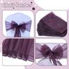 MDS Pack of 125 PCS Organza Chair Sashes Wider Dining Chair Bows Ribbon Tie Back for Wedding Party Birthday Bridal Shower Reception Event Banquet Home Chair Cover Decoration - Plum view 4