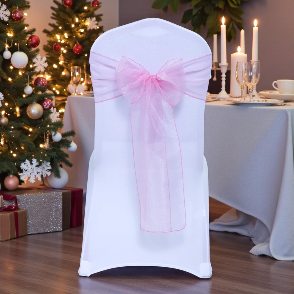 MDS Pack of 100 PCS Organza Chair Sashes Wider Dining Chair Bows Ribbon Tie Back for Wedding Party Birthday Bridal Shower Reception Event Banquet Home Chair Cover Decoration - Bronze