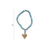 Creative Co-Op Aqua Mango Wood Bead Strand with Gold Heart Pendant view 3