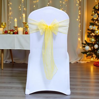 MDS Pack of 200 PCS Organza Chair Sashes Wider Dining Chair Bows Ribbon Tie Back for Wedding Party Birthday Bridal Shower Reception Event Banquet Home Chair Cover Decoration - Yellow